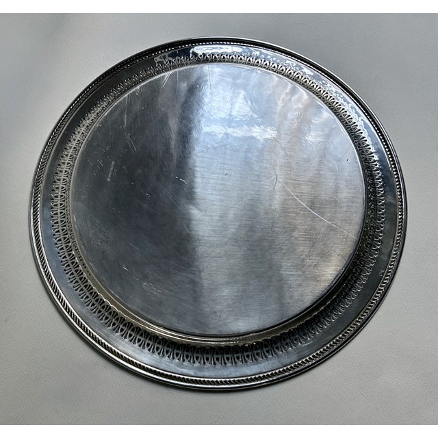 Mid 20th Century Wm Rogers Larger Silver Plate Round Serving Tray For Sale - Image 15 of 18
