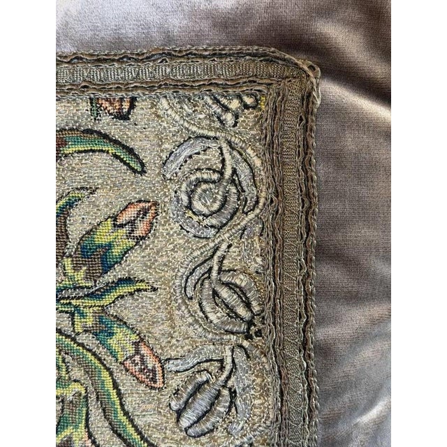 Antique Metallic Embroidered Silk Velvet Pillows, Baroque Style For Sale In Los Angeles - Image 6 of 10