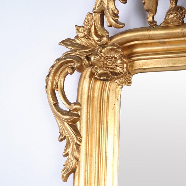 Large 19th Century Antique French Louis XV Rococo Giltwood Mirror For Sale - Image 4 of 9