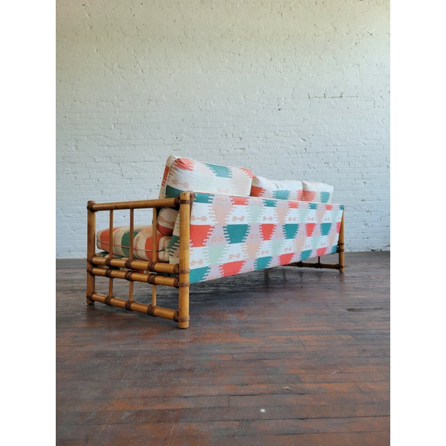 1970s Bamboo Sofa in "Kabul" by Brunschwig & Fils For Sale In Raleigh - Image 6 of 14