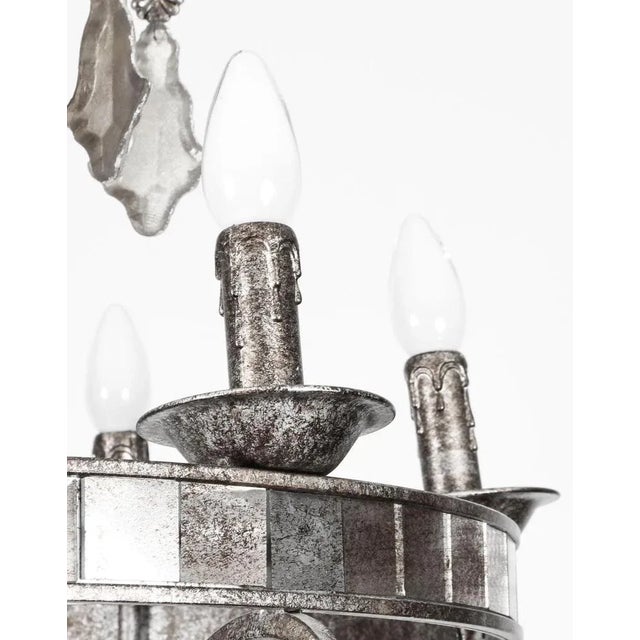 Silvered Bronze and Mirrored Chandelier, Late 20th Century For Sale - Image 9 of 12