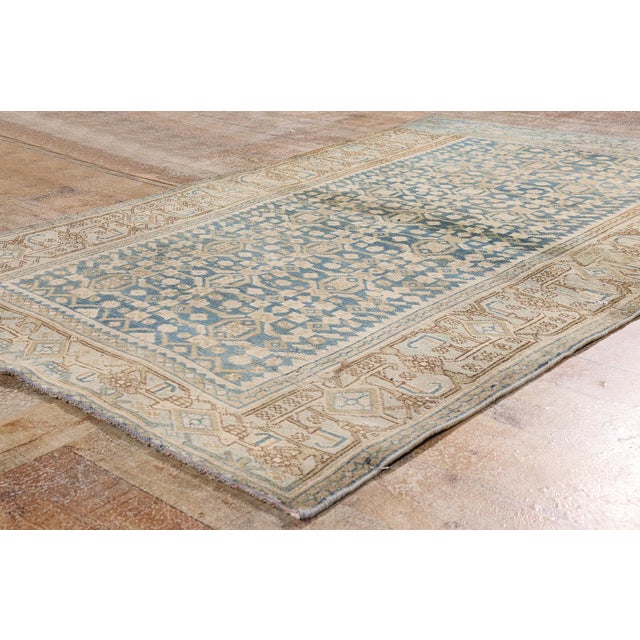 Cerulean Antique Persian Bijar Rug, 03'11 X 06'00 For Sale - Image 8 of 10