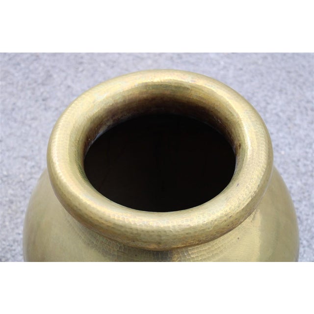 Large Hand-Hammered Brass Vase, 1970s For Sale - Image 6 of 7