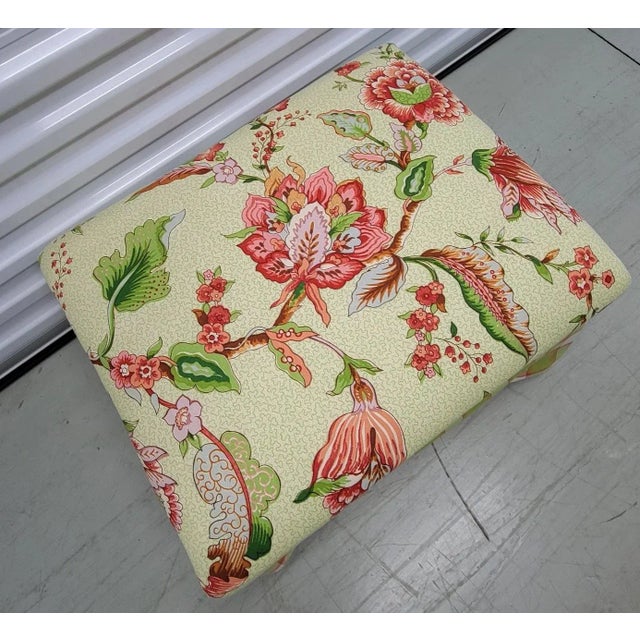 Vintage Traditional Sofa, Ottoman, Pillows With Designer Floral Upholstery For Sale - Image 9 of 11