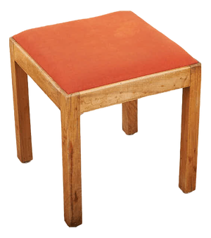 Wooden Stool with Red Seat Cushion from Horgenglarus