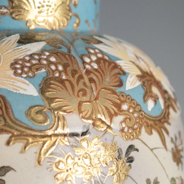 Ceramic Satsuma Vase with Rich Gold Highlights For Sale - Image 4 of 13