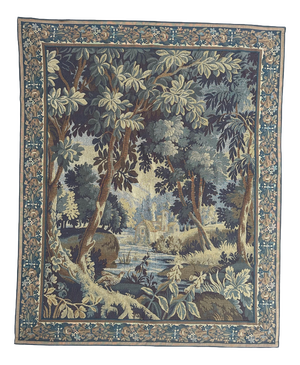 Vintage French Aubusson Style Jacquard Verdure Tapestry, 1970s