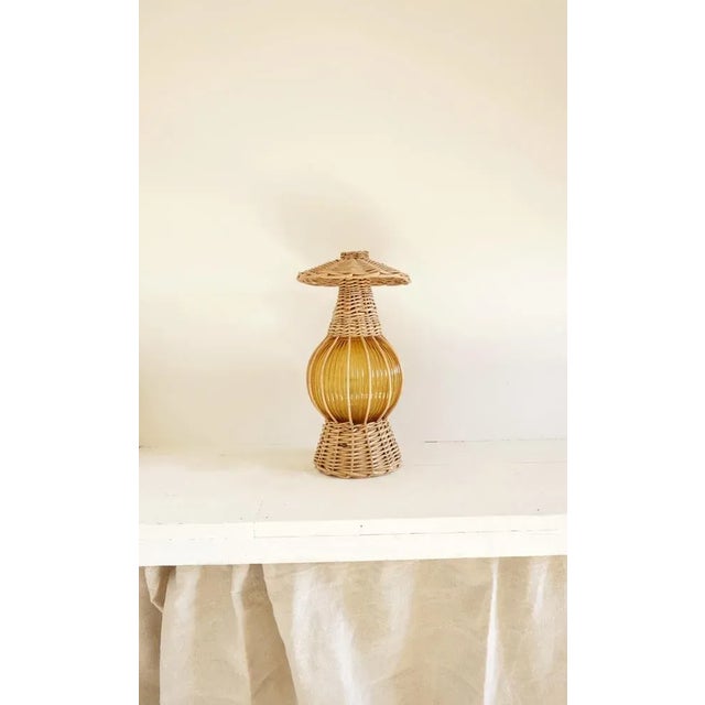 Rattan Lantern Lamp with Glass Globe, in Flawless conditions. Designed 1960 to 1969 Up to 250V (Europe/UK Standard).The...