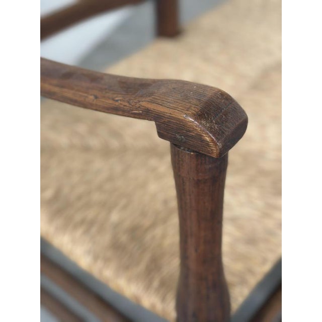 Antique French Provincial Radassier Bench in Oak with Rush Seat, France For Sale - Image 10 of 16