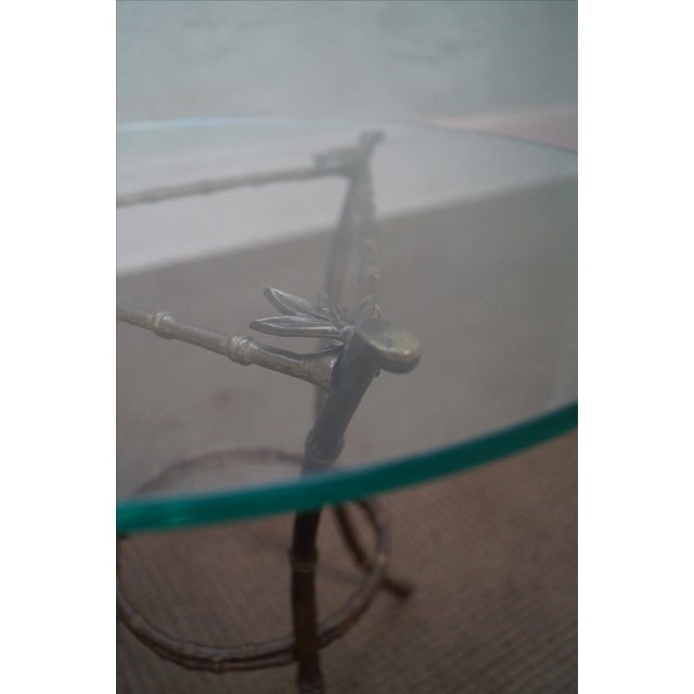 Brass & Glass Faux Bamboo Round Small Side Table For Sale In Philadelphia - Image 6 of 10