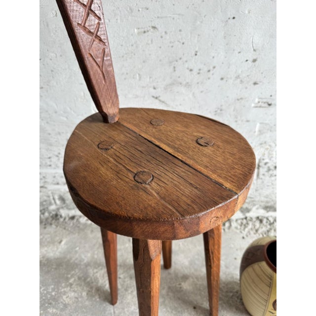 Wood Set of Brutalist Stools For Sale - Image 7 of 13