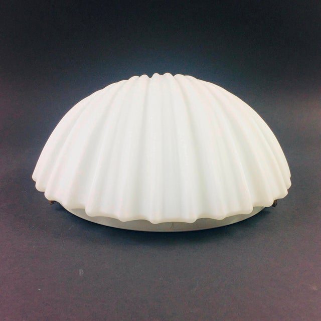 Large Vintage Opaline Glass Shell Wall Sconces from Limburg, Germany, 1970s, Set of 3 For Sale - Image 6 of 11