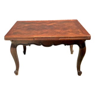 Vintage Herringbone Extendable Dining Table For Sale