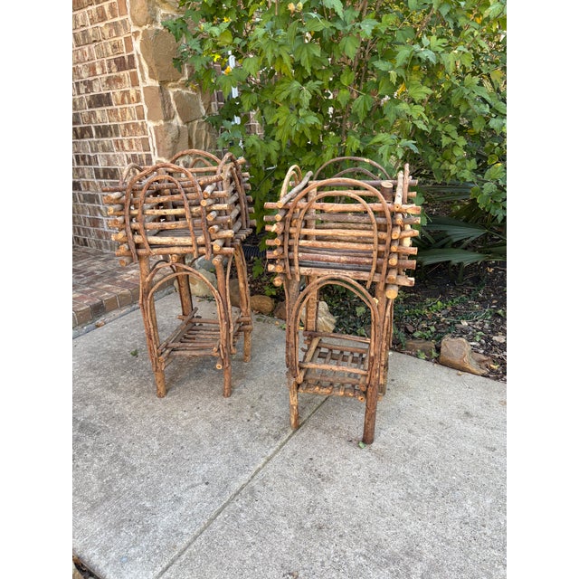 Bentwood Plant Stand, Vintage Handmade With Willow Folk Art (2) Two-Tier Rustic Twig For Sale - Image 12 of 12