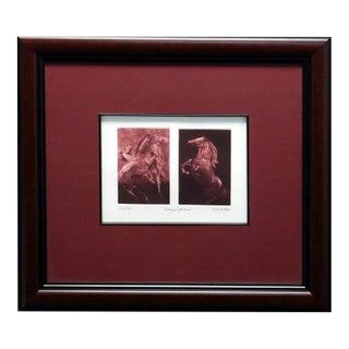 1990s GH Rothe "Competitors, Horses" Hand Signed Mezzotint For Sale