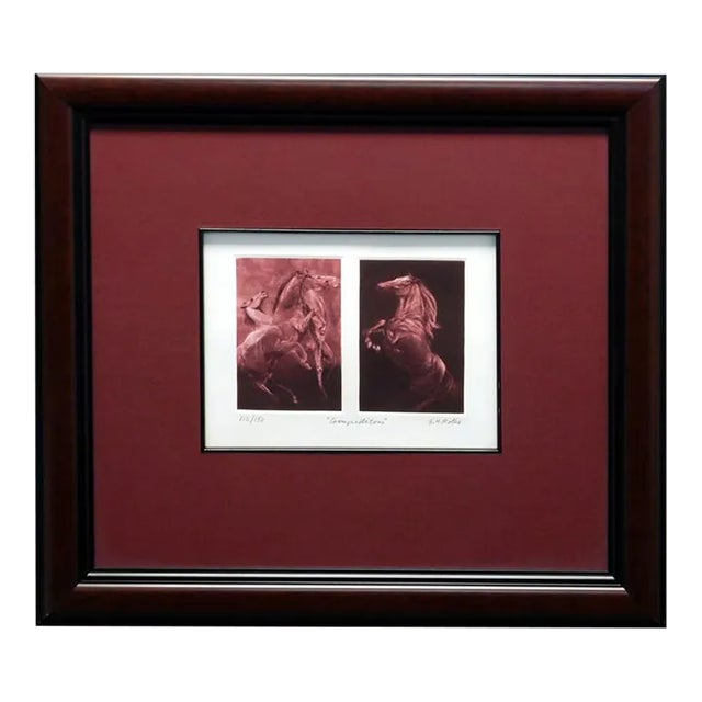 1990s GH Rothe "Competitors, Horses" Hand Signed Mezzotint For Sale