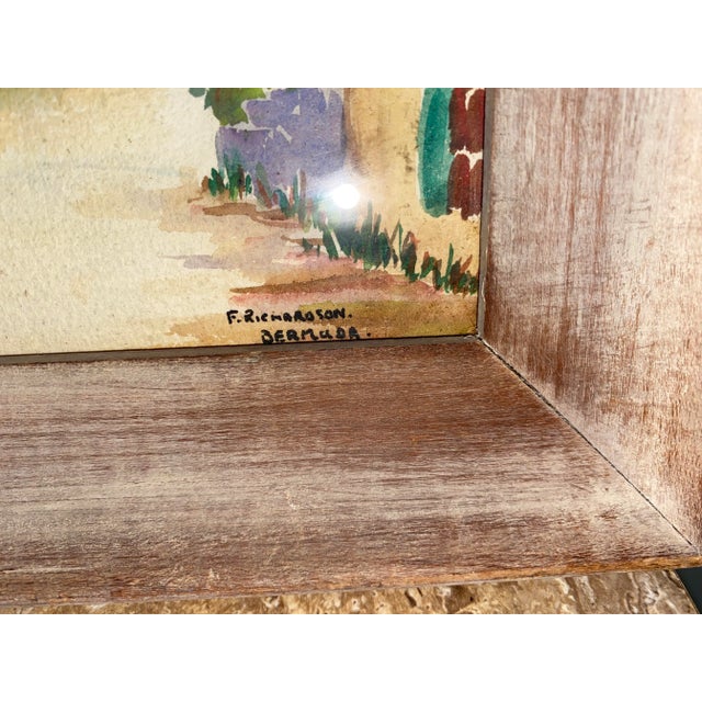 Coastal Small Vintage Watercolors of Bermuda Signed F Richardson - a Pair, Framed For Sale - Image 3 of 10