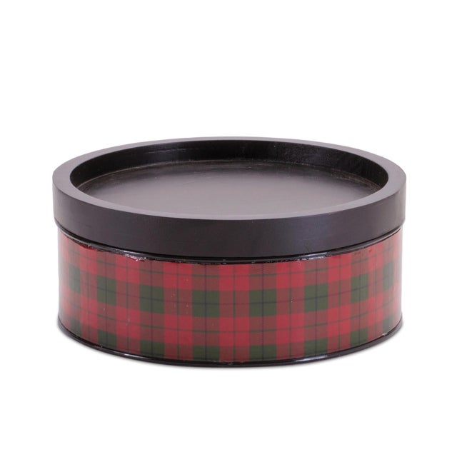 Contemporary Plaid Iron Canister (Set of 2) For Sale - Image 3 of 5