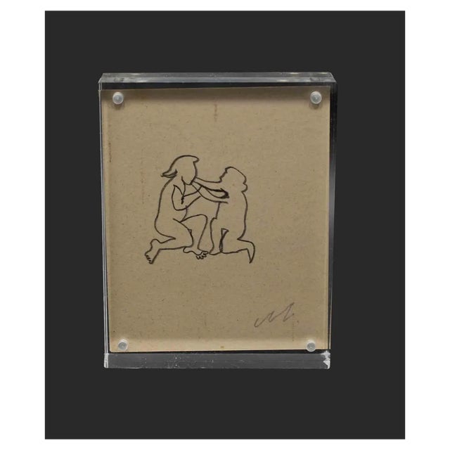 Mino Maccari, The Couple, Drawing, 1960s For Sale