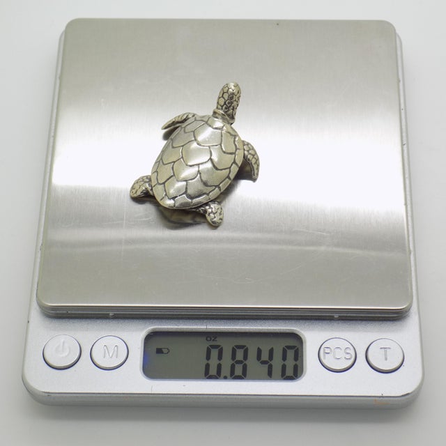Vintage Italian Handmade Genuine Silver Sea Turtle Caretta Caretta Figurine, 1980s For Sale - Image 11 of 13