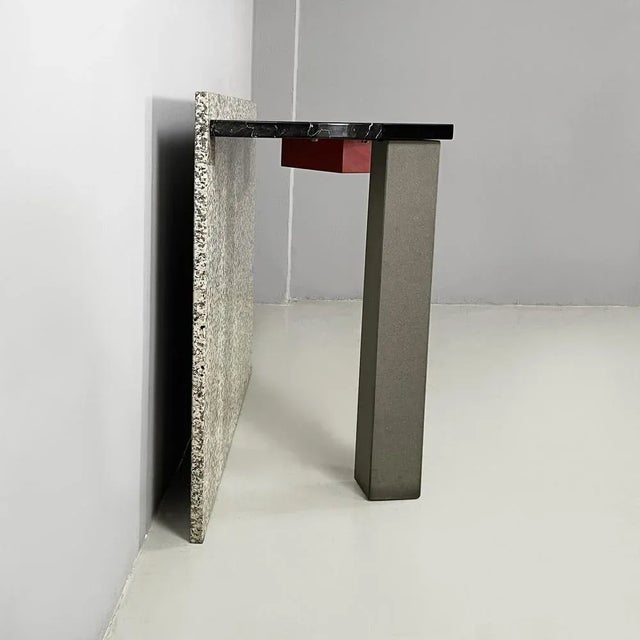 Italian Modern Black Marble Granite Console Aldo Cibic for Memphis, 1980s For Sale - Image 4 of 18