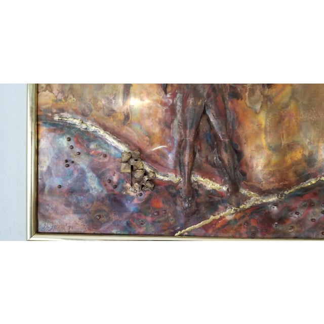 1971 Payez Brutalist Art Torch Copper Landscape Wall Art For Sale - Image 9 of 12