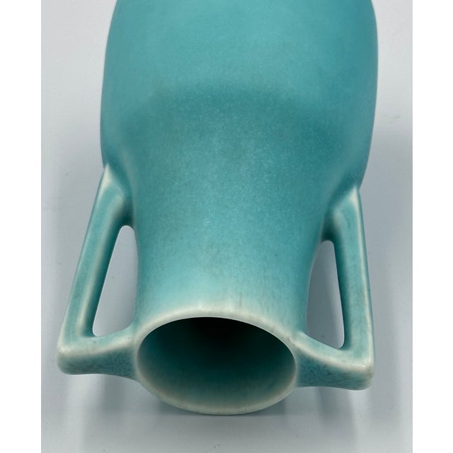 Rookwood Pottery Antique Rookwood Art Pottery Double-Handle Vase Robin's Egg Blue #2562 For Sale - Image 4 of 8