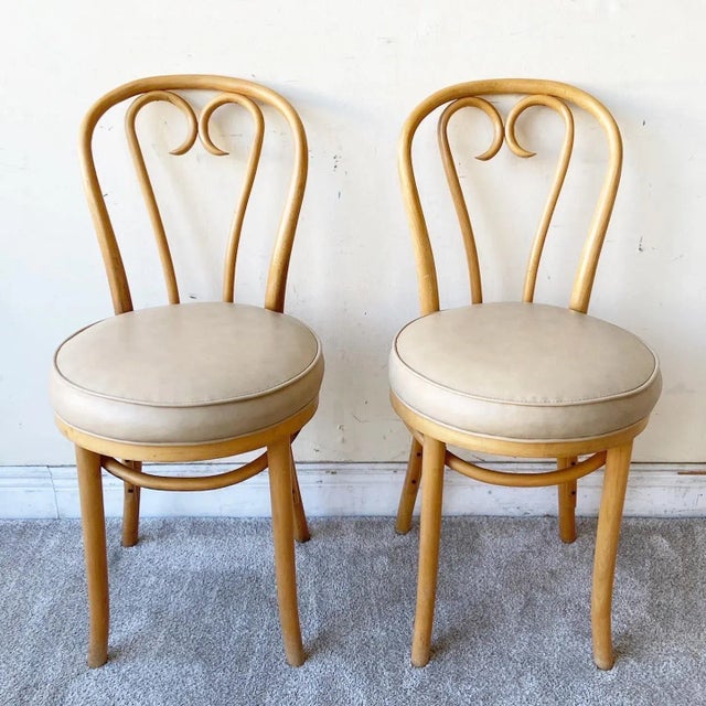Vintage Boho Chic Bentwood Cafe Bistro Dining Chairs, Set of 4 | Chairish