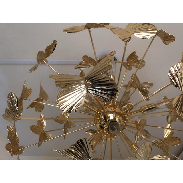 2010s Butterfly Italian Gold Brass Multicolors Sputnik Chandelier For Sale - Image 5 of 13