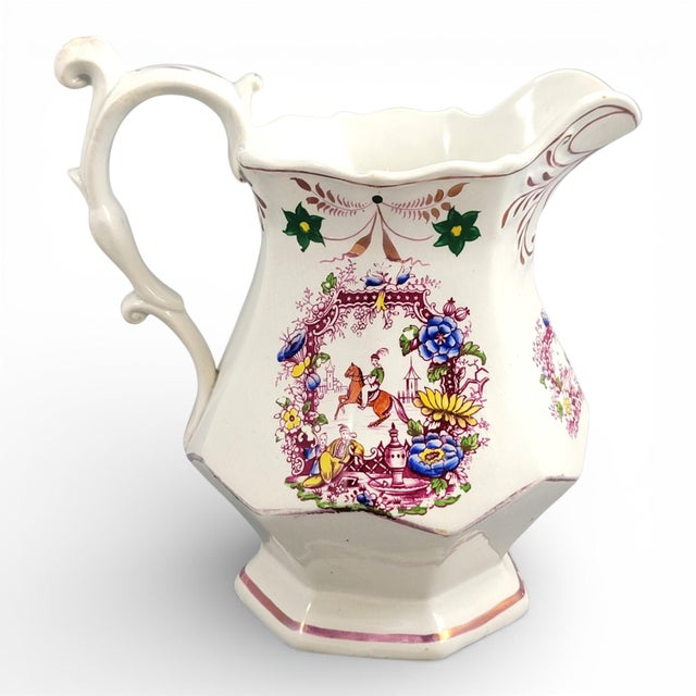 Late 18th Century Georgian Staffordshire Jug with Hand-Painted Oriental Motifs For Sale - Image 5 of 14