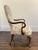 Queen Anne Gooseneck chair. Solid cherry, original cream upholstery in bird/floral motif in peach, blue and forest green....