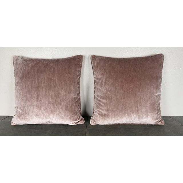 A decorative pillow crafted in soft blush colored velvet by Miamar Home, offering a subtle sheen and luxurious texture....