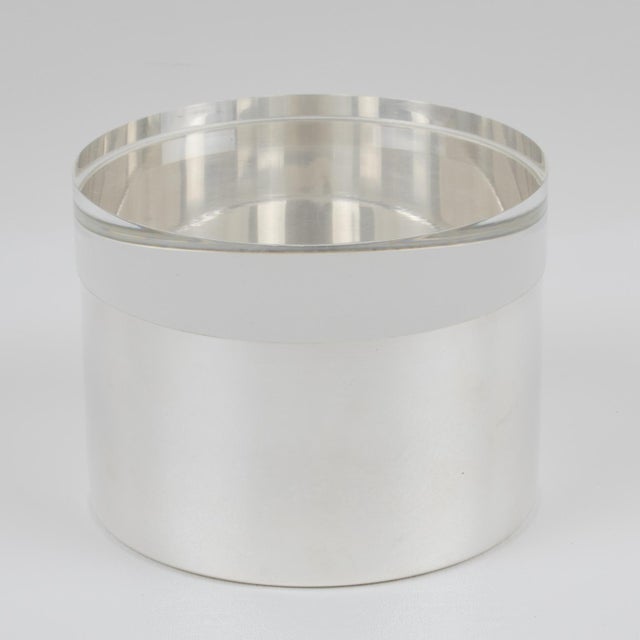 Mid-Century Modern Silver Plate and Lucite Round Box by Debladis, Paris For Sale - Image 3 of 5