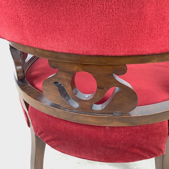 Vintage Empire Revival Upholstered Armchair With Casters For Sale - Image 10 of 12