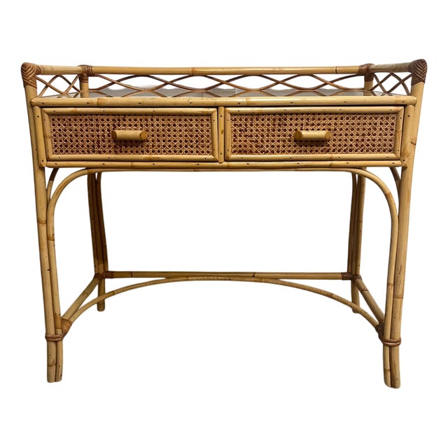 Bamboo Dressing Table with Gallery Top For Sale