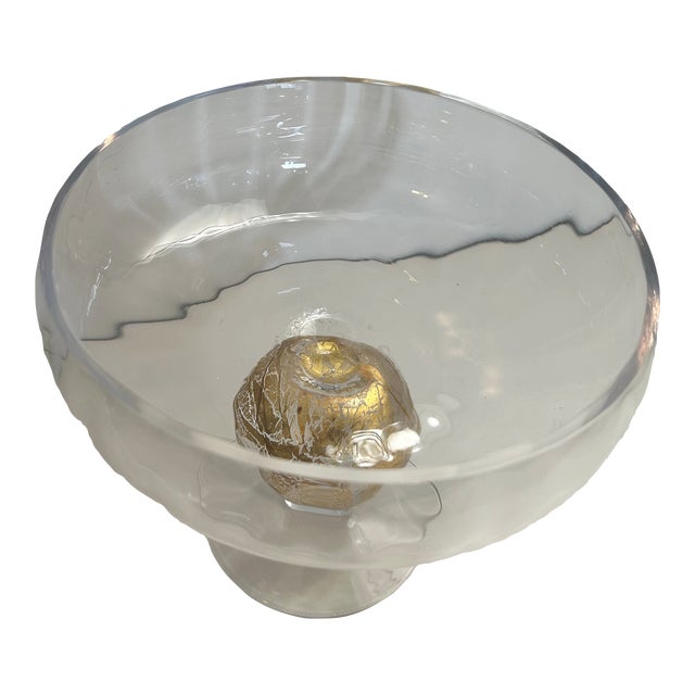 Union Street Glass Company Manhattan Hand Blown Compote Rose Bowl 24k For Sale