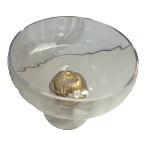 Union Street Glass Company Manhattan Hand Blown Compote Rose Bowl 24k