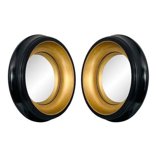 Pair of Regency Convex Bullseye Mirrors With Gold Leaf Details For Sale