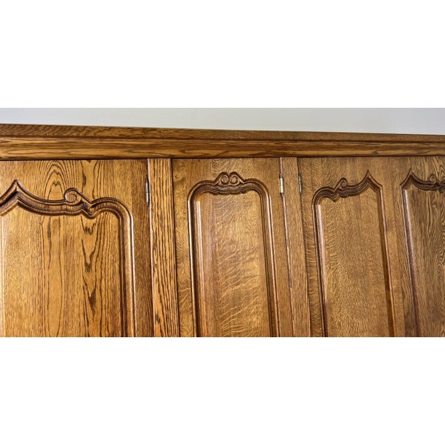 Wood Vintage French Style Carved Oak 5-Door Armoire For Sale - Image 7 of 14