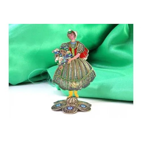 Madeiran Flower Seller in Enameled Filigree For Sale - Image 6 of 6