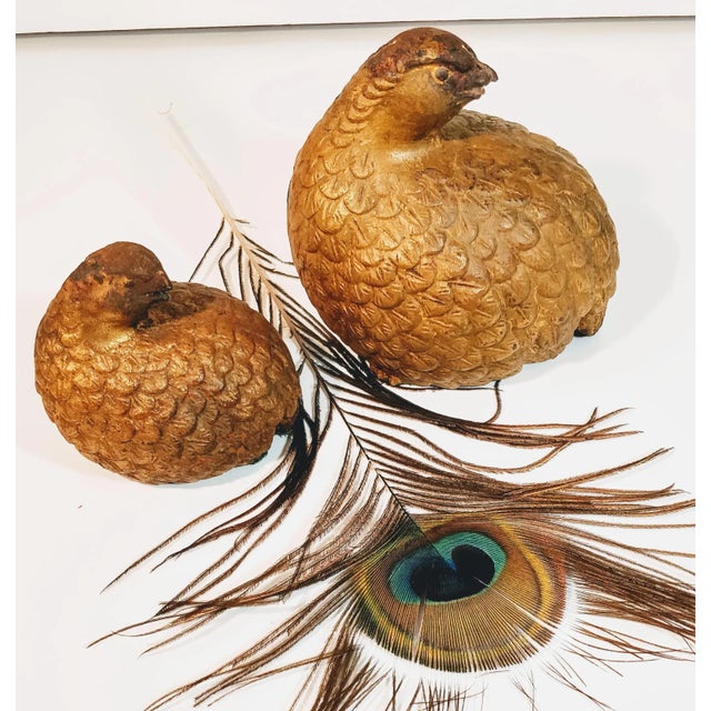 Metal Vintage Mid Century Quail Bird Figurines Pair For Sale - Image 7 of 12