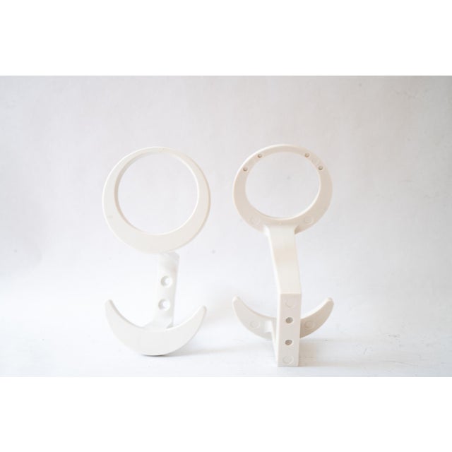 White Acrylic Glass Wall Hooks, 1970s, Set of 2 For Sale - Image 8 of 9