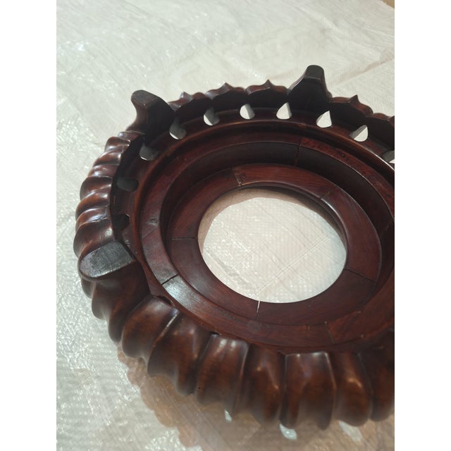 Brown Pair of Vintage Chinese Carved Hardwood Vase Stands For Sale - Image 8 of 10