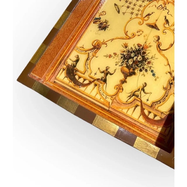 Wood Annie Modica Florentine Signed Lacquered Serving Tray For Sale - Image 7 of 13