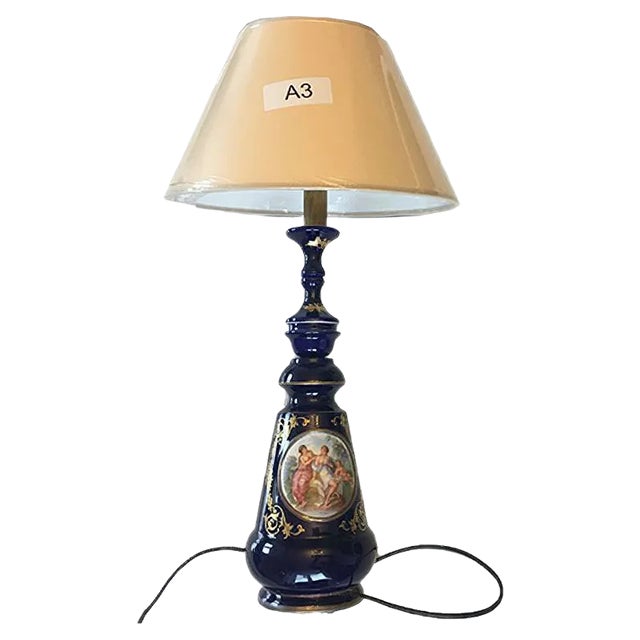 Cobalt Porcelain Table Lamp, 1980s For Sale