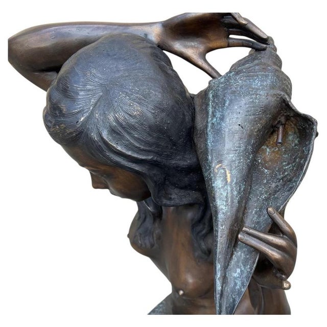 2000 - 2009 Bronze Mermaid with Conch Shell Fountain Sculpture For Sale - Image 5 of 12