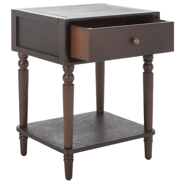 Wood Siobhan Accent Table with Storage Drawer in Walnut For Sale - Image 7 of 9