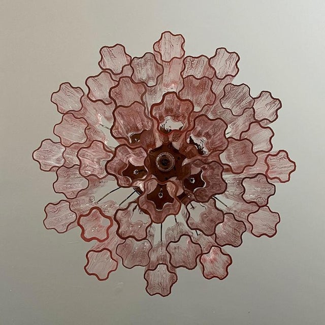 Italian Pink Murano Glass Chandelier, 1970s For Sale - Image 6 of 14