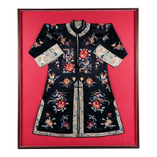 Large Framed Stunning Antique Chinese Embroidered Robe Qing Dynasty For Sale