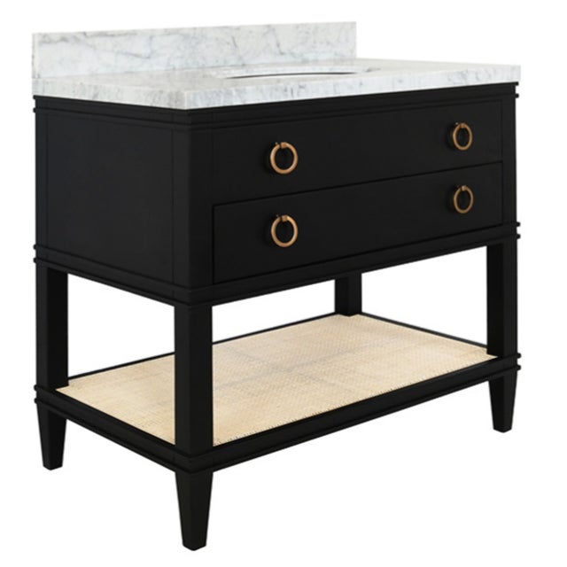 New special order item. Not vintage. The Cutler BLK bath vanity in a striking matte black lacquer is a celebration of...